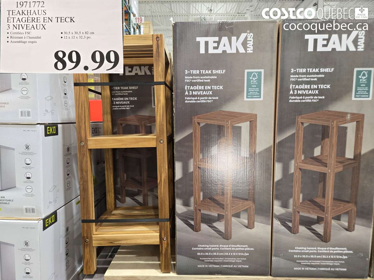 1971772 TEAKHAUS ÉTAGERE EN TECK 3 NIVEAUX $89.99