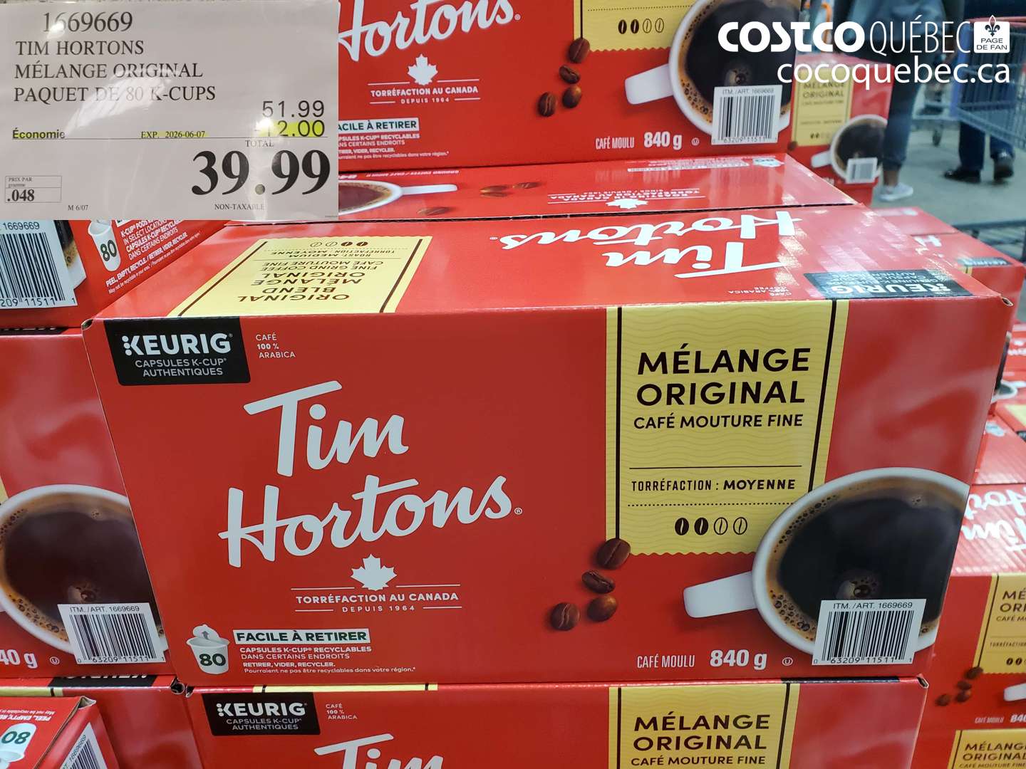 1569669 TIM HORTONS MÉLANGE ORIGINAL PAQUET DE 80 K-CUPS ($12.00 INSTANT SAVINGS EXPIRES ON 2026-06-07) $39.99
