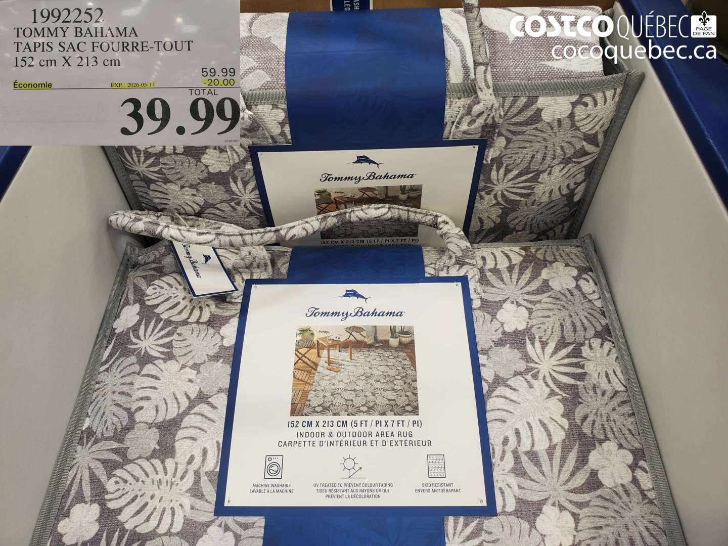 1992252 TOMMY BAHAMA TAPIS SAC FOURRE-TOUT ($20.00 INSTANT SAVINGS EXPIRES ON 2026-05-17) $39.99
