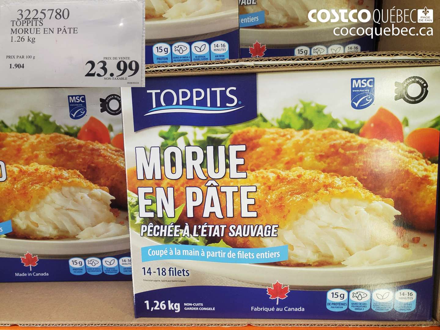 3225780 TOPPITS MORUE EN PÂTE 1.26 KG $23.99