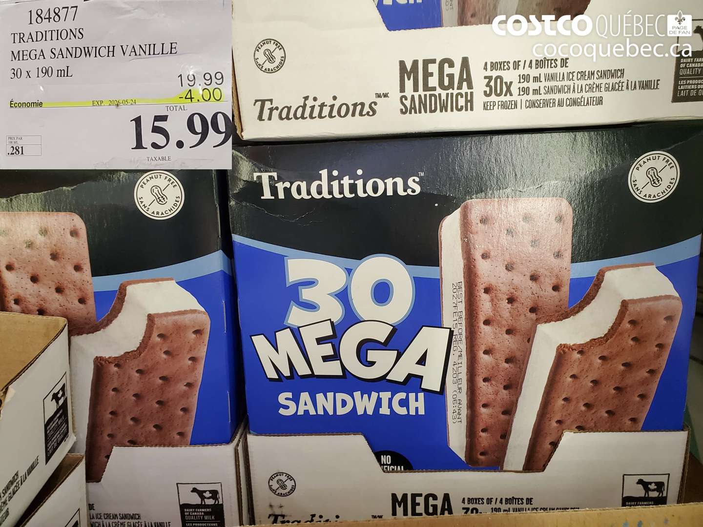 184877 TRADITIONS MEGA SANDWICH VANILLE 30 X 190 ML ($4.00 INSTANT SAVINGS EXPIRES ON 2026-05-24) $15.99