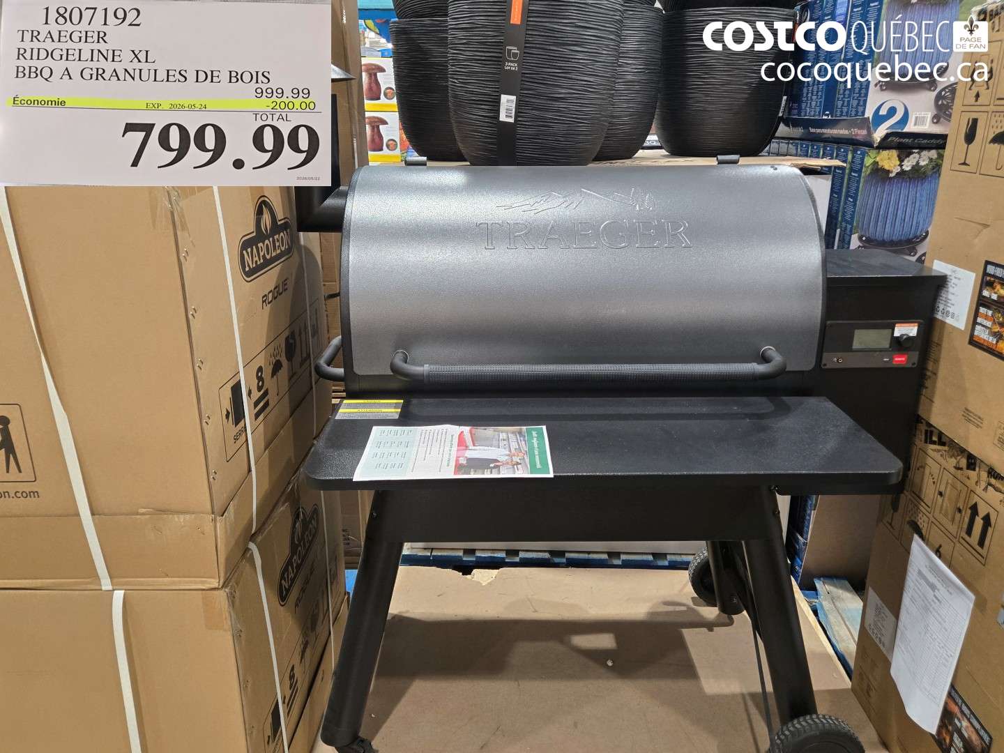 1807192 TRAEGER RIDGELINE XL BBQ A GRANULES DE BOIS ($200.00 INSTANT SAVINGS EXPIRES ON 2026-05-24) $799.99