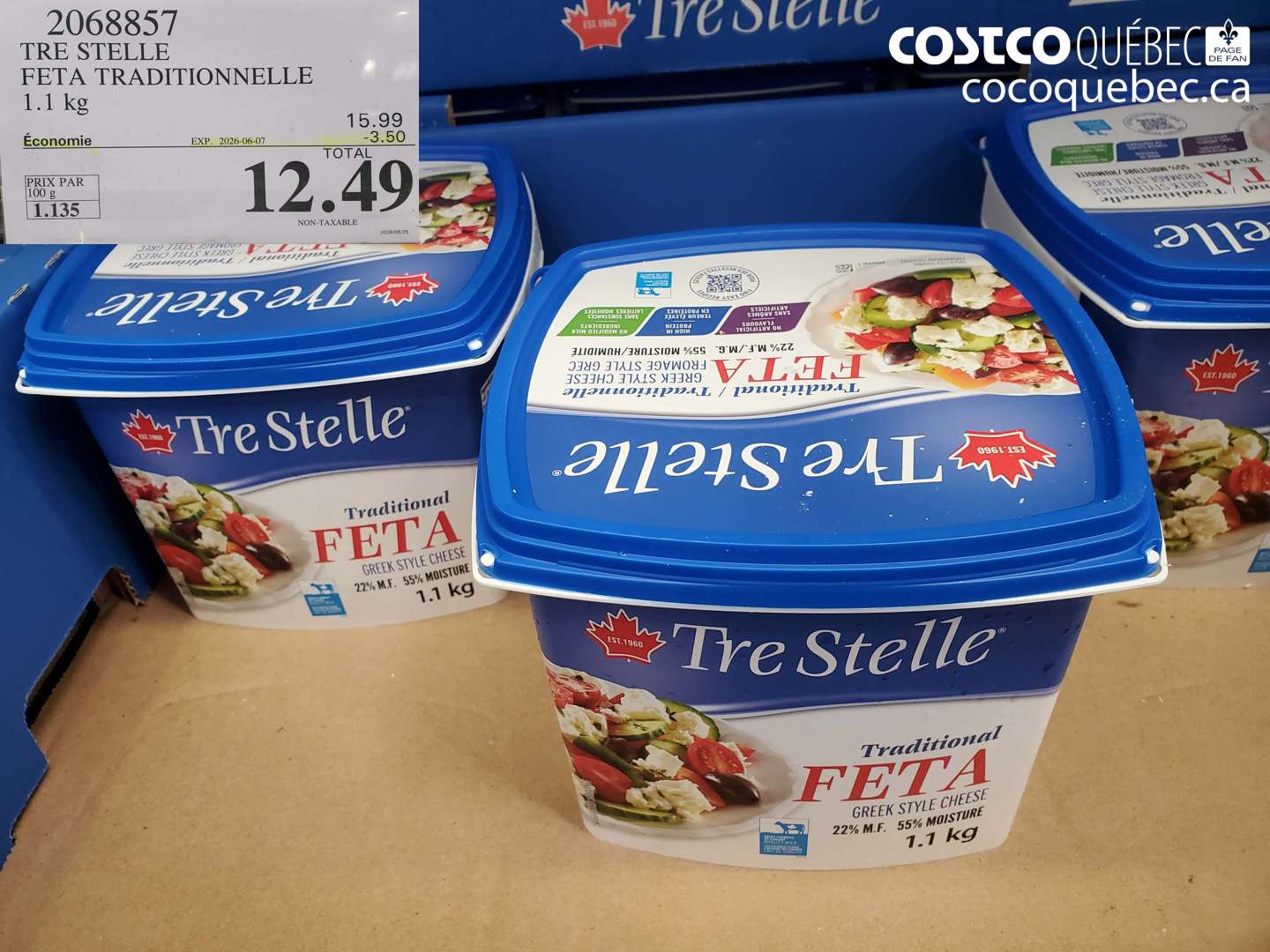 2068857 TRE STELLE FETA TRADITIONNELLE 1.1 KG ($3.50 INSTANT SAVINGS EXPIRES ON 2026-06-07) $12.49