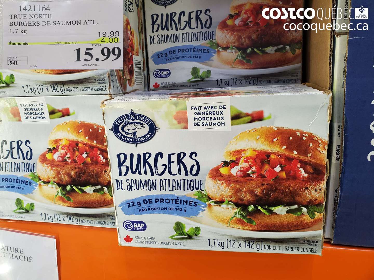 1421164 TRUE NORTH BURGERS DE SAUMON ATL. 1.7 KG ($4.00 INSTANT SAVINGS EXPIRES ON 2026-05-24) $15.99