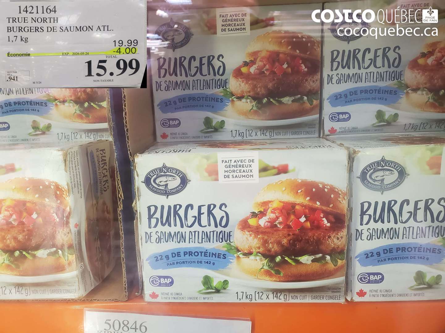 1421164 TRUE NORTH BURGERS DE SAUMON ATL. 1.7 KG ($4.00 INSTANT SAVINGS EXPIRES ON 2026-05-24) $15.99