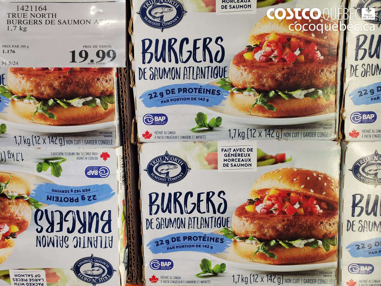 1421164 TRUE NORTH BURGERS DE SAUMON AT 1.7 KG $19.99