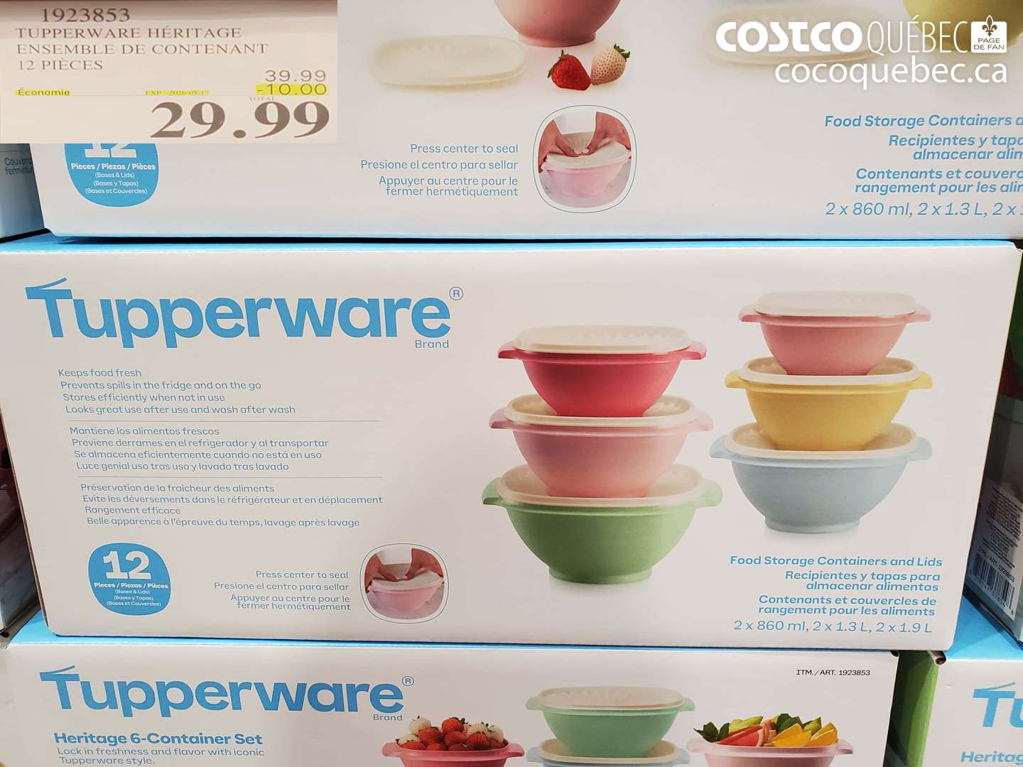 1923853 TUPPERWARE HÉRITAGE ENSEMBLE DE CONTENANT 12 PIÈCES ($10.00 INSTANT SAVINGS EXPIRES ON 2026-05-17) $29.99