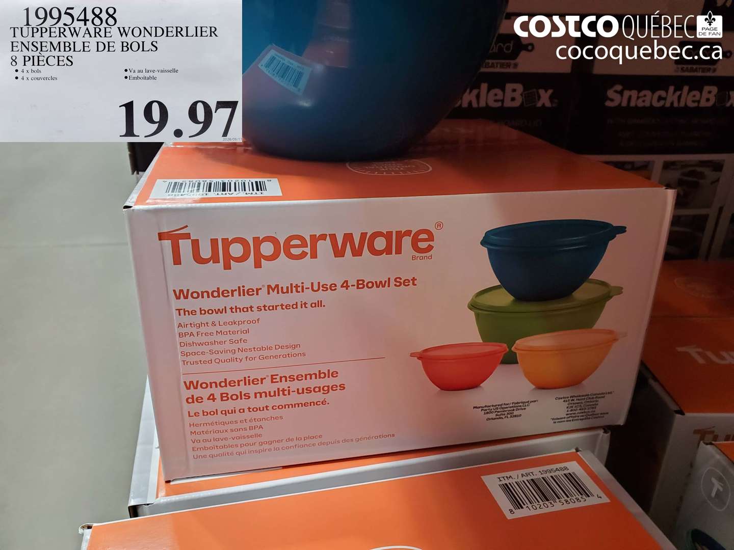 1995488 TUPPERWARE WONDERLIER ENSEMBLE DE BOLS 8 PIÈCES $19.97