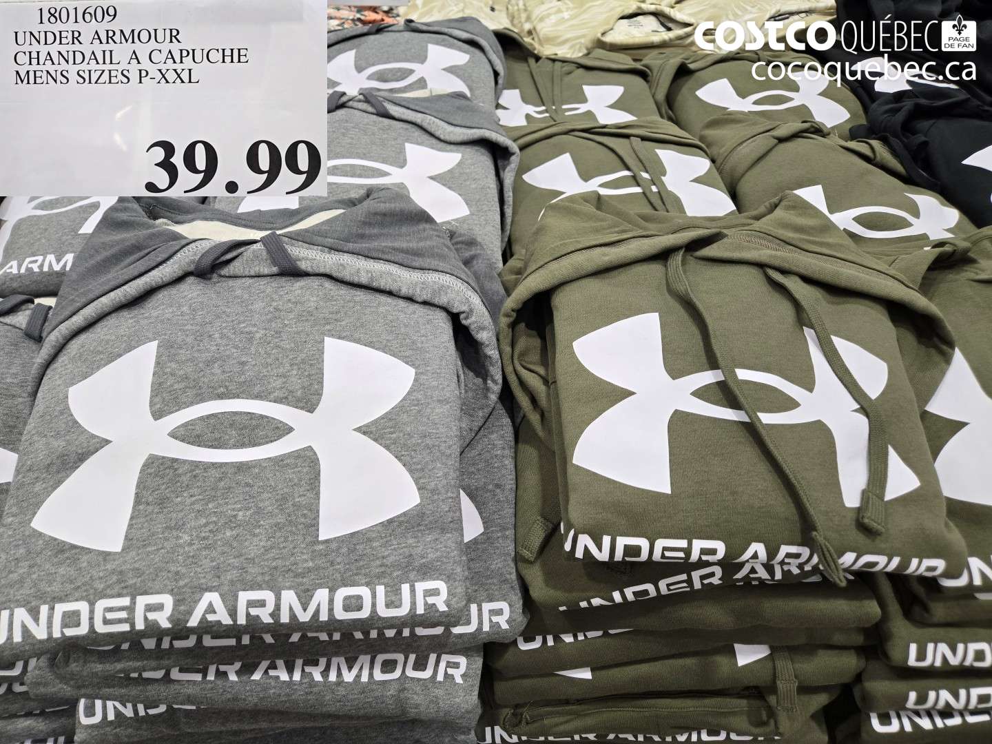 1801609 UNDER ARMOUR CHANDAIL A CAPUCHE MENS SIZES P-XXL $39.99