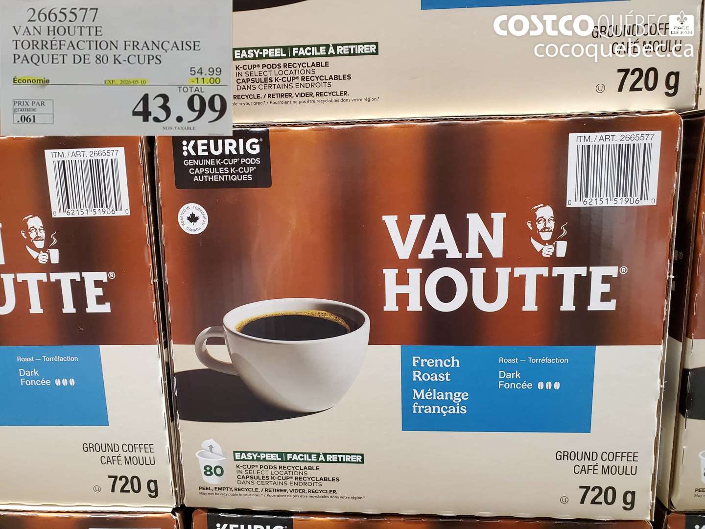 2665577 VAN HOUTTE TORRÉFACTION FRANÇAISE PAQUET DE 80 K-CUPS ($11.00 INSTANT SAVINGS EXPIRES ON 2026-05-10) $43.99