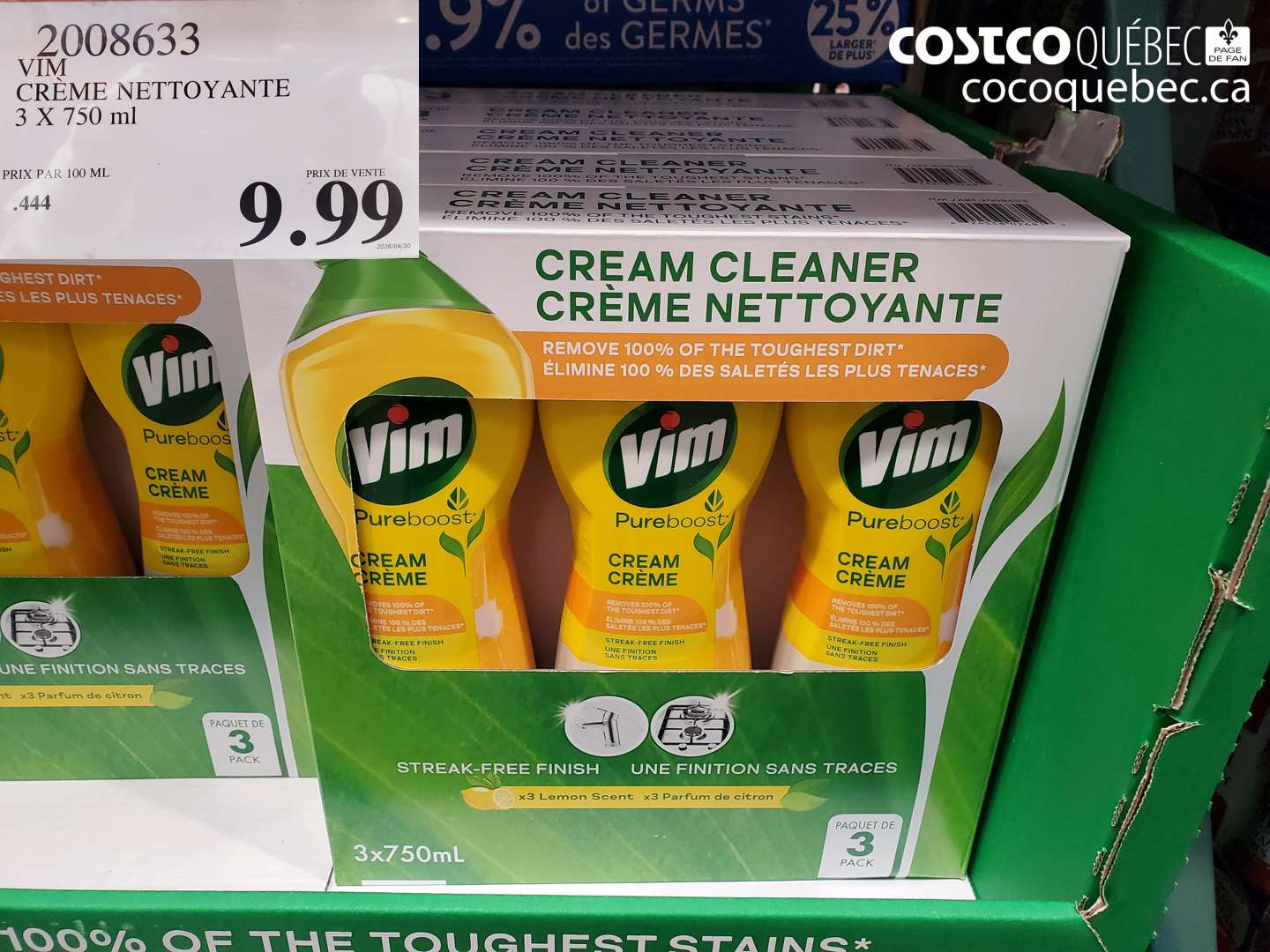 2008633 VIM CRÈME NETTOYANTE 3 X 750 ML $9.99