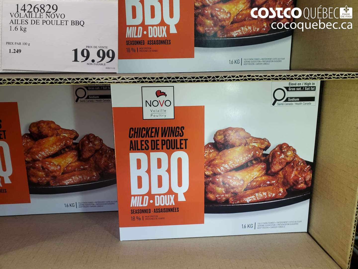 1426829 VOLAILLE NOVO AILES DE POULET BBQ 1.6 KG $19.99