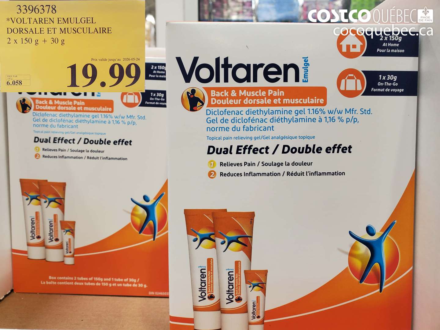 3396378 VOLTAREN EMULGEL DORSALE ET MUSCULAIRE 2 X 150 G + 30 G (EXPIRES ON 2026-05-24) $19.99