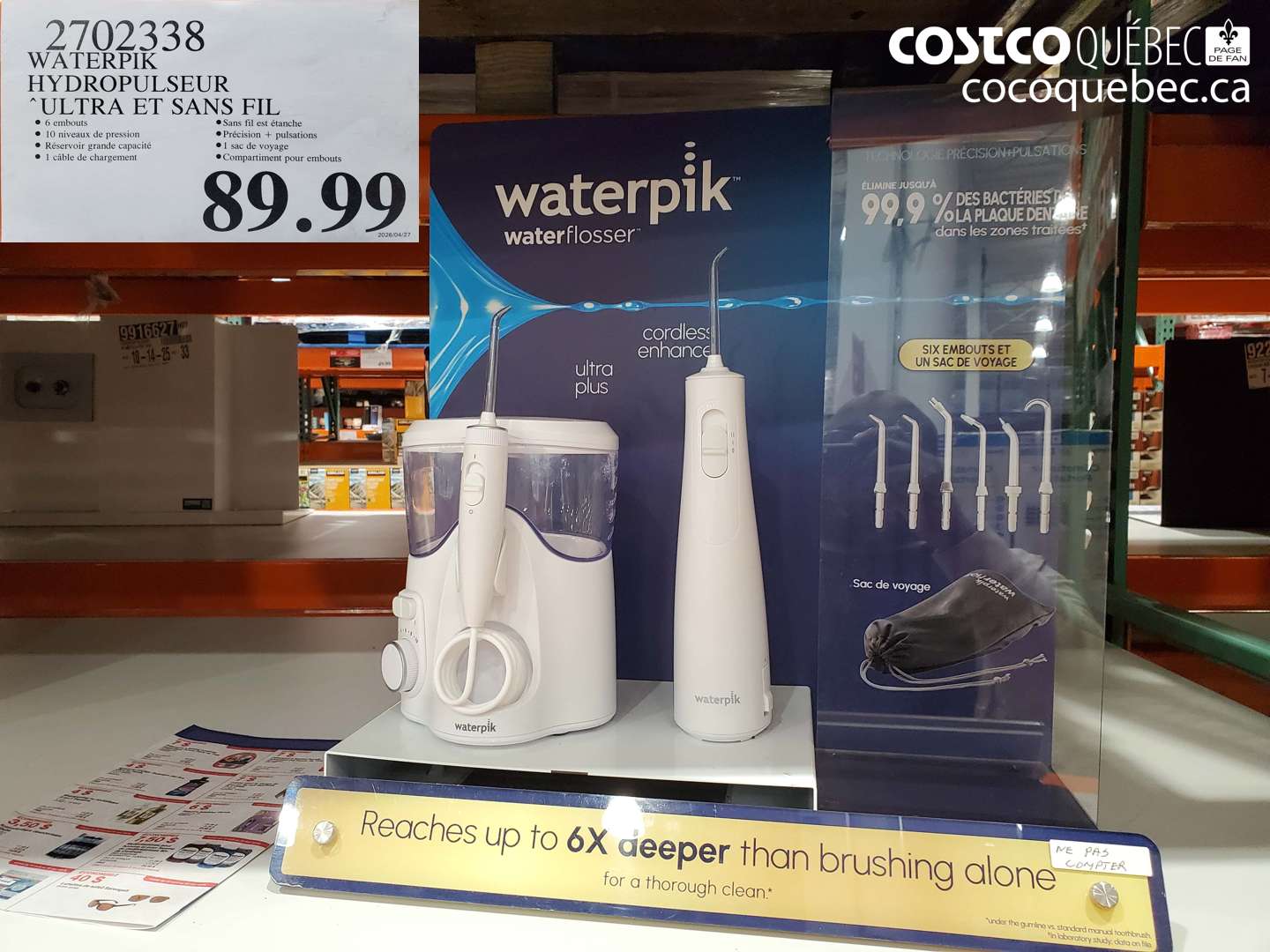 2702338 WATERPIK HYDROPULSEUR ULTRA ET SANS FIL $89.99