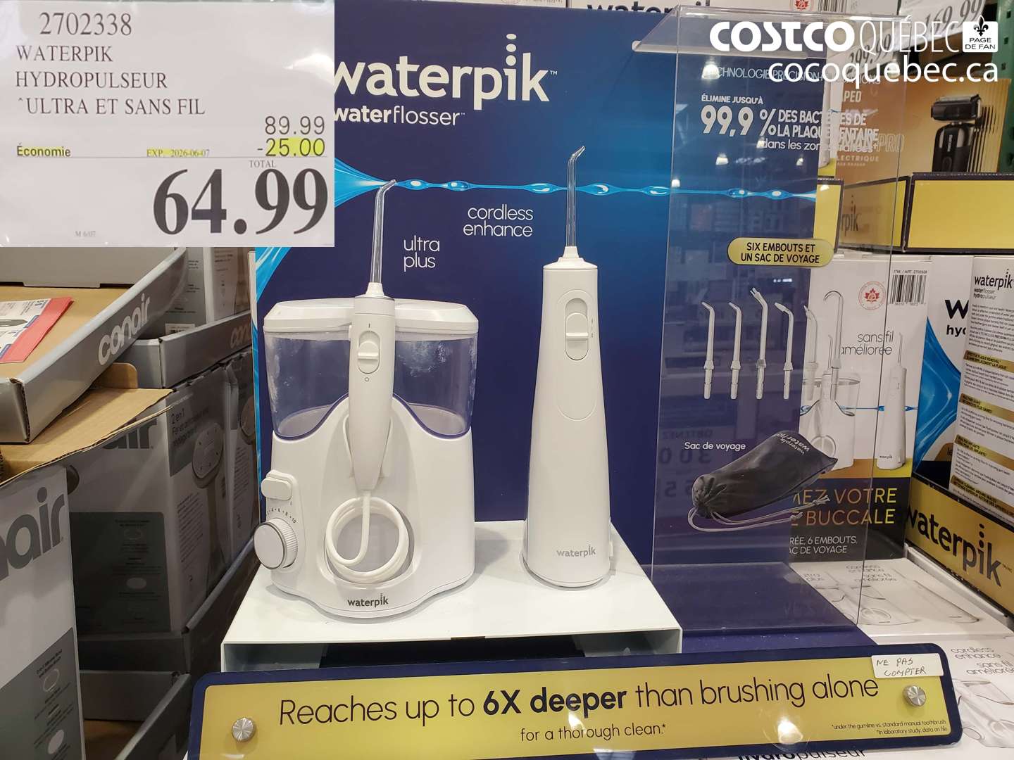 2702338 WATERPIK HYDROPULSEUR ULTRA ET SANS FIL ($25.00 INSTANT SAVINGS EXPIRES ON 2026-06-07) $64.99