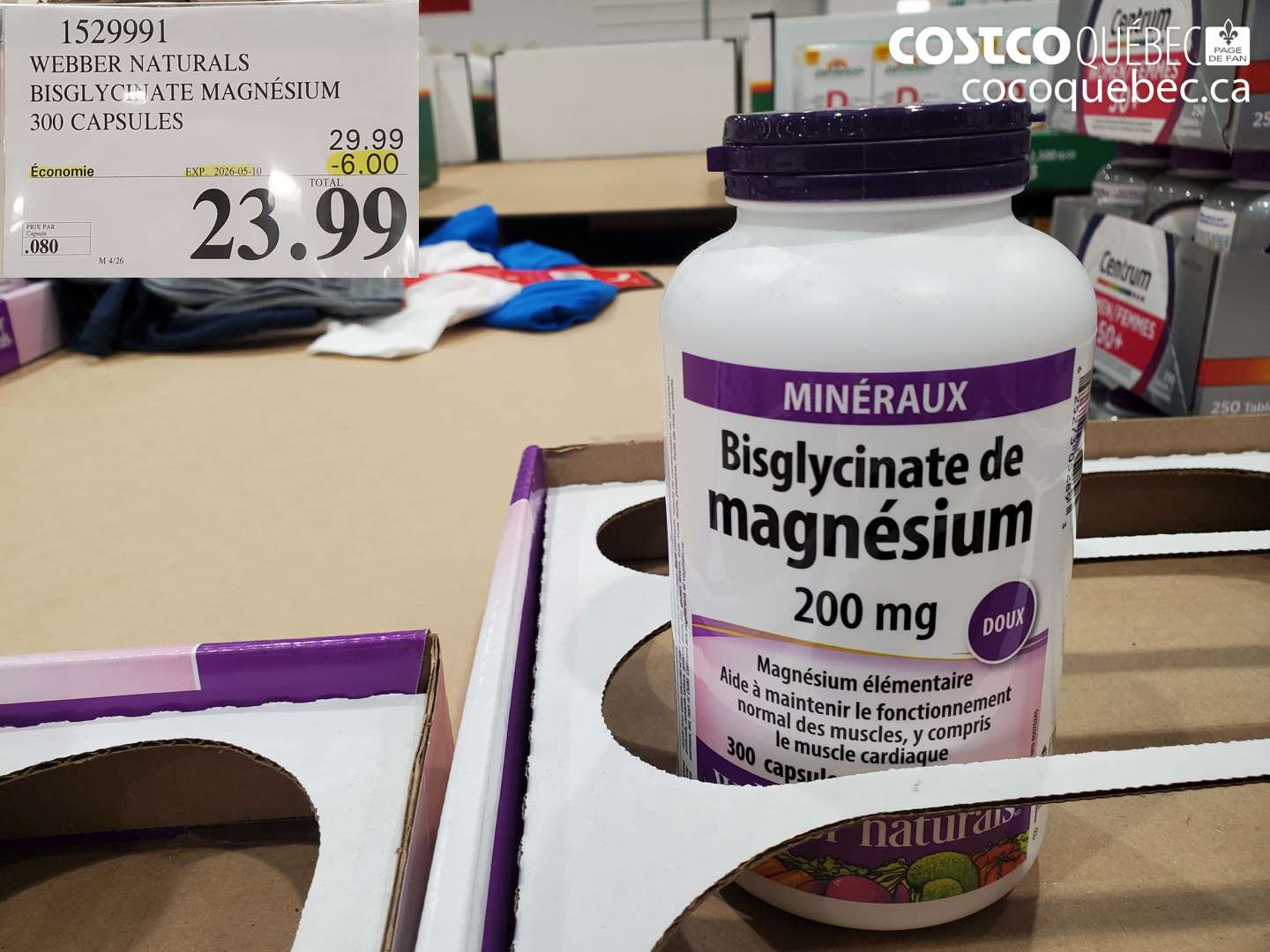 1529991 WEBBER NATURALS BISGLYCINATE MAGNÉSIUM 300 CAPSULES ($6.00 INSTANT SAVINGS EXPIRES ON 2026-05-10) $23.99