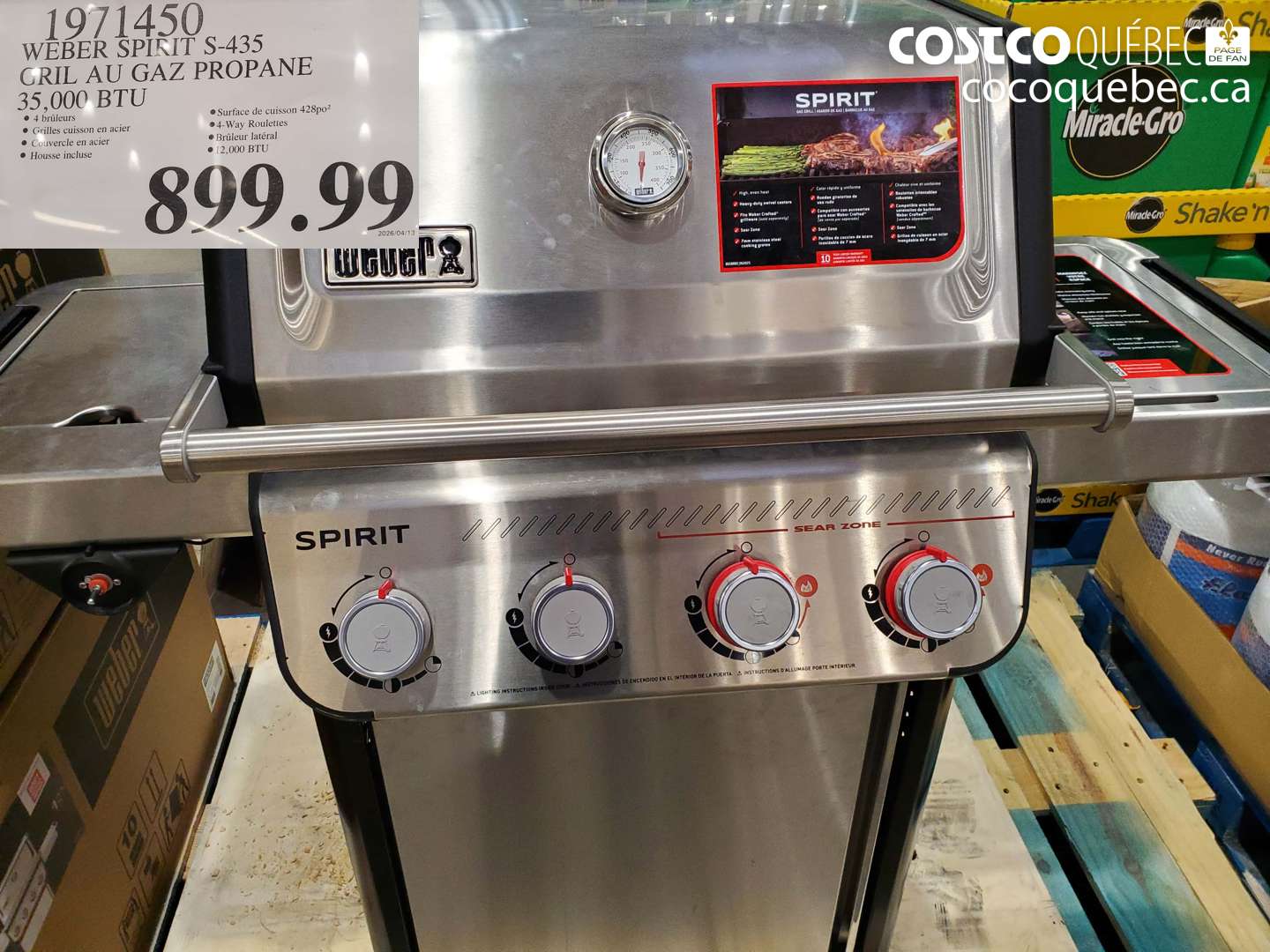 1971450 WEBER SPIRIT S-435 GRIL AU GAZ PROPANE 35,000 BTU $899.99
