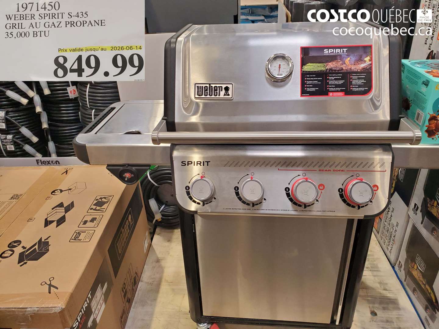 1971450 WEBER SPIRIT S-435 GRIL AU GAZ PROPANE 35,000 BTU (EXPIRES ON 2026-06-14) $849.99