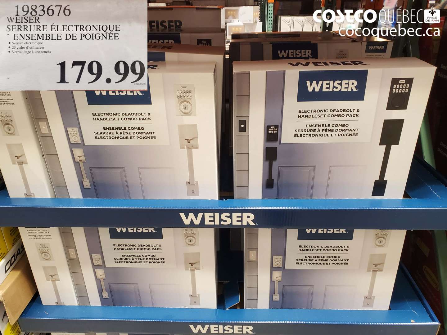 1983676 WEISER SERRURE ÉLECTRONIQUE ENSEMBLE DE POIGNÉE $179.99