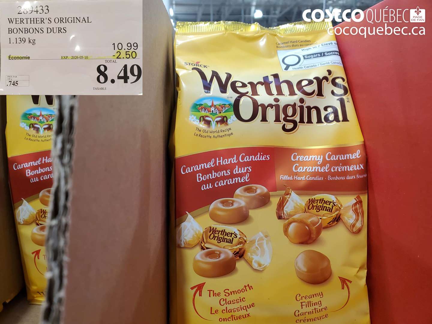 289433 WERTHER'S ORIGINAL BONBONS DURS 1.139 KG ($2.50 INSTANT SAVINGS EXPIRES ON 2026-05-10) $8.49