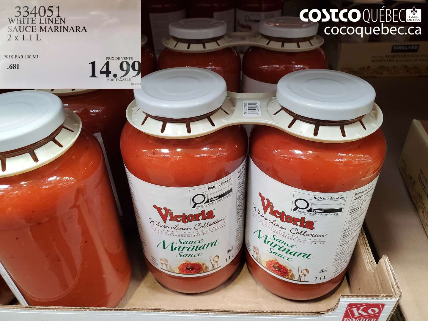 334051 WHITE LINEN SAUCE MARINARA 2 X 1.1 L $14.99