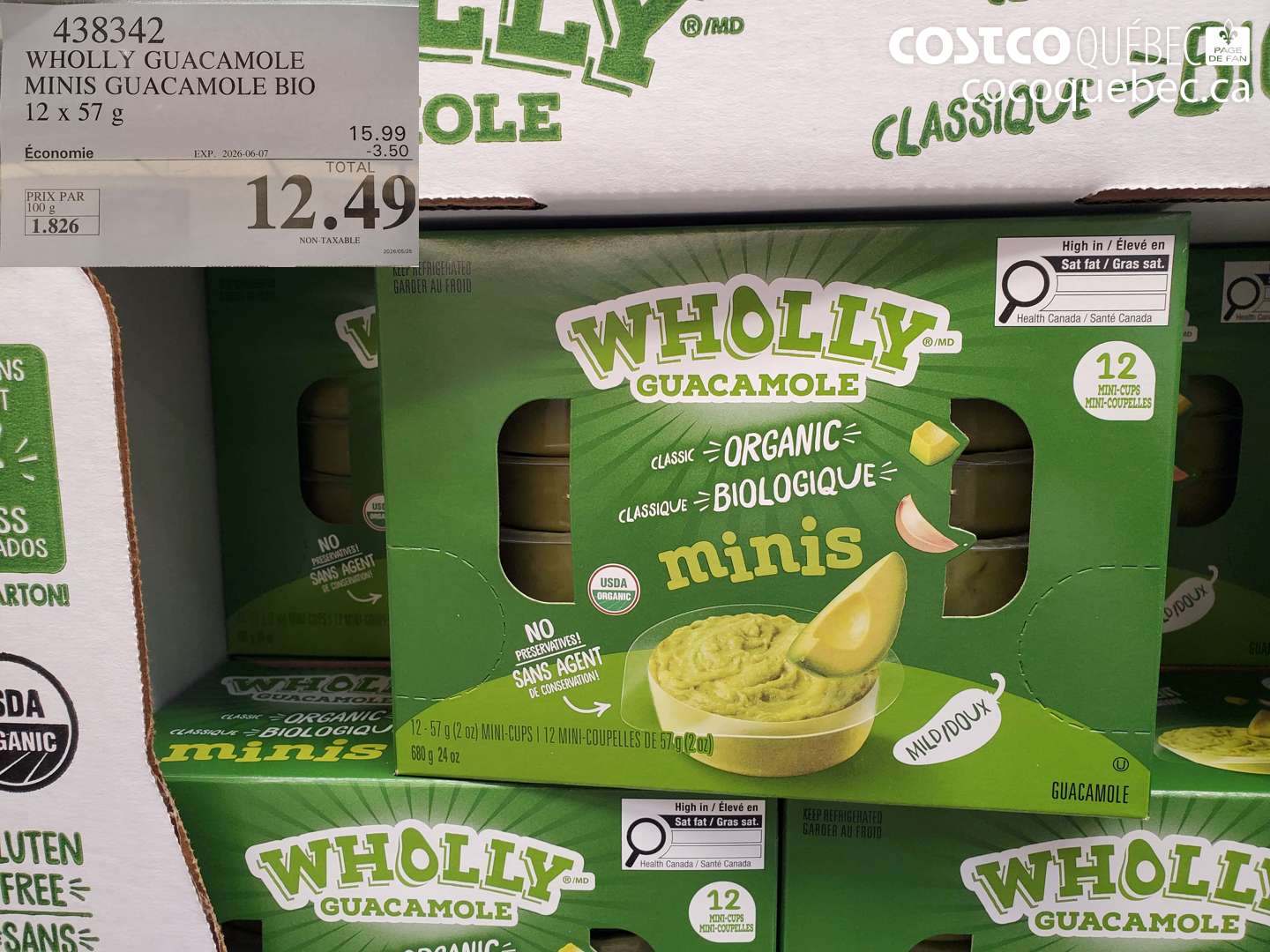 438342 WHOLLY GUACAMOLE MINIS GUACAMOLE BIO 12 X 57 G ($3.50 INSTANT SAVINGS EXPIRES ON 2026-06-07) $12.49