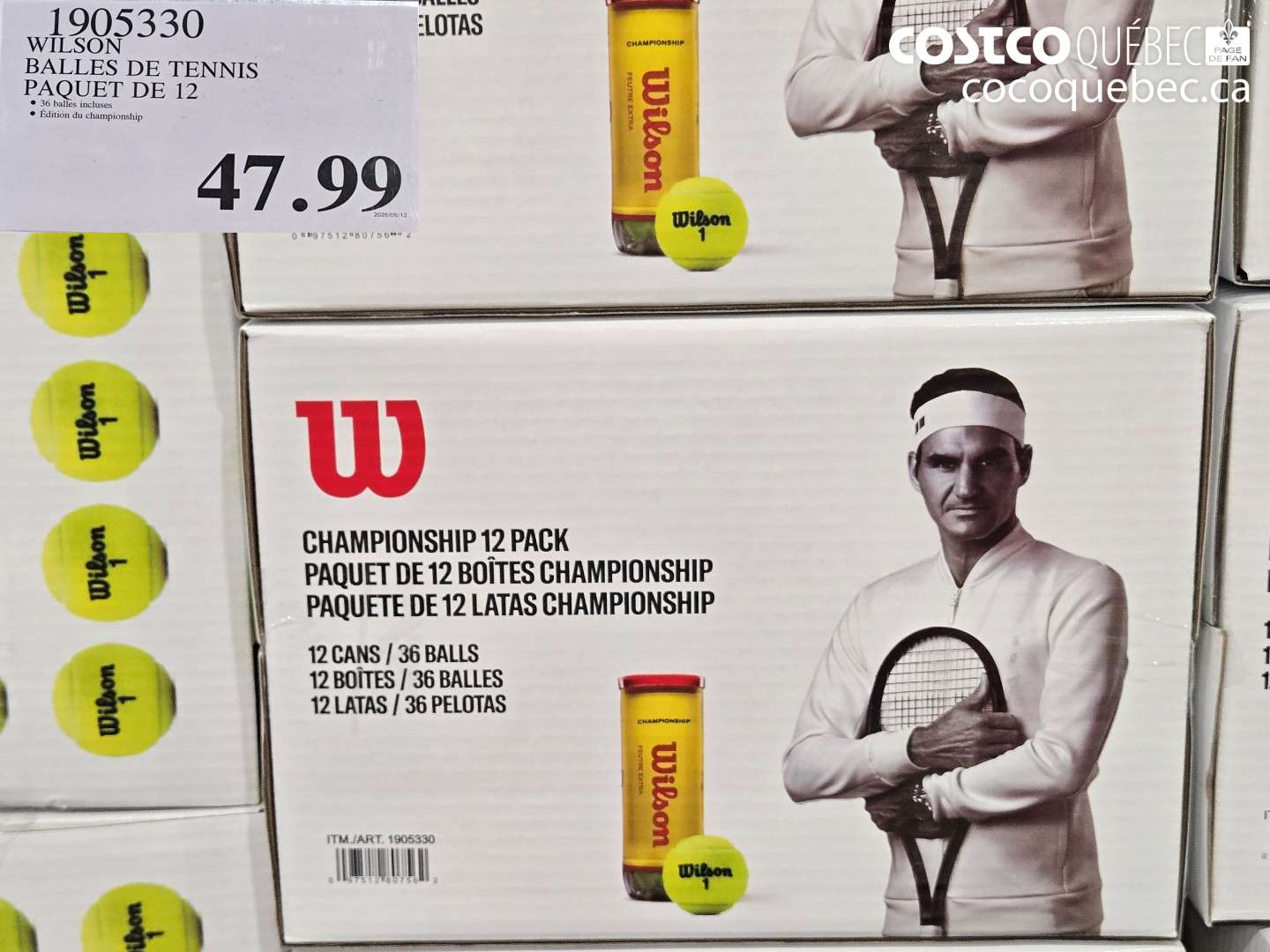 1905330 WILSON BALLES DE TENNIS PAQUET DE 12 OFF $47.99