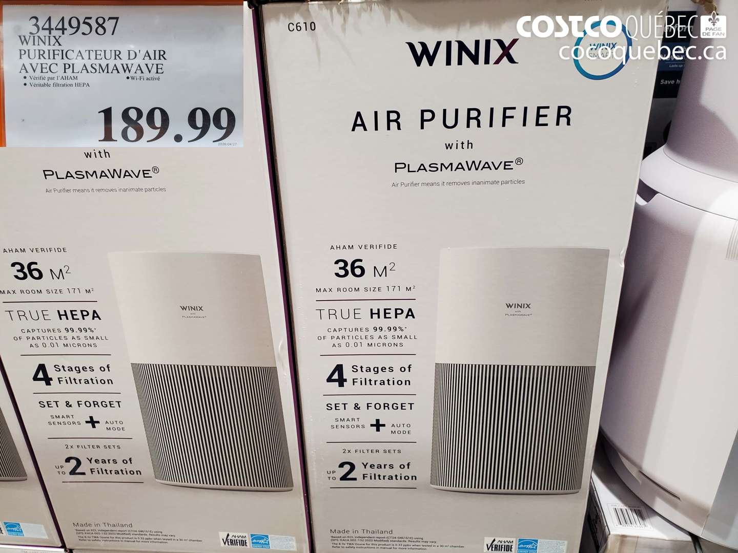3449587 WINIX PURIFICATEUR D'AIR AVEC PLASMAWAVE $189.99