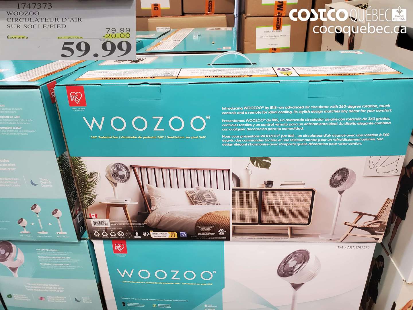 1747373 WOOZOO CIRCULATEUR D'AIR SUR SOCLE/PIED ($20.00 INSTANT SAVINGS EXPIRES ON 2026-06-07) $59.99