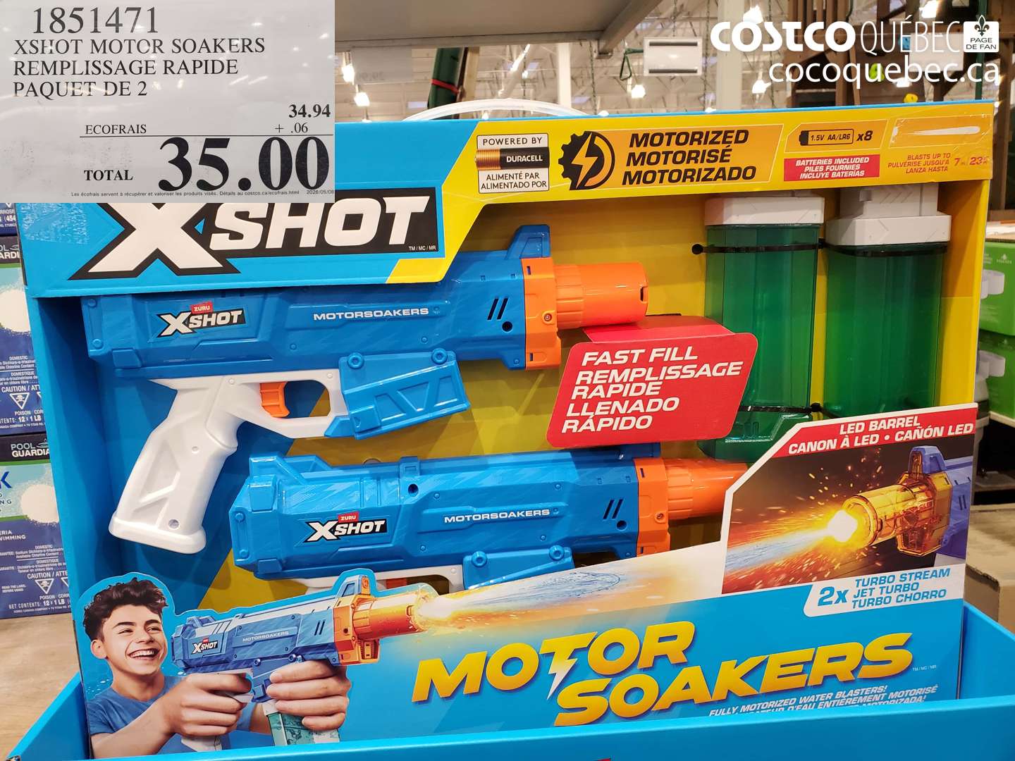1851471 XSHOT MOTOR SOAKERS REMPLISSAGE RAPIDE PAQUET DE 2 $35.00