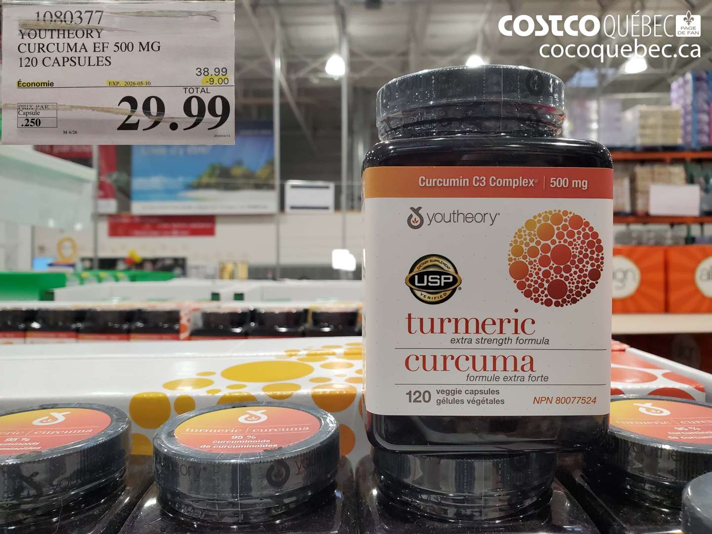 1080377 YOUTHEORY CURCUMA EF 500 MG 120 CAPSULES ($9.00 INSTANT SAVINGS EXPIRES ON 2026-05-10) $29.99