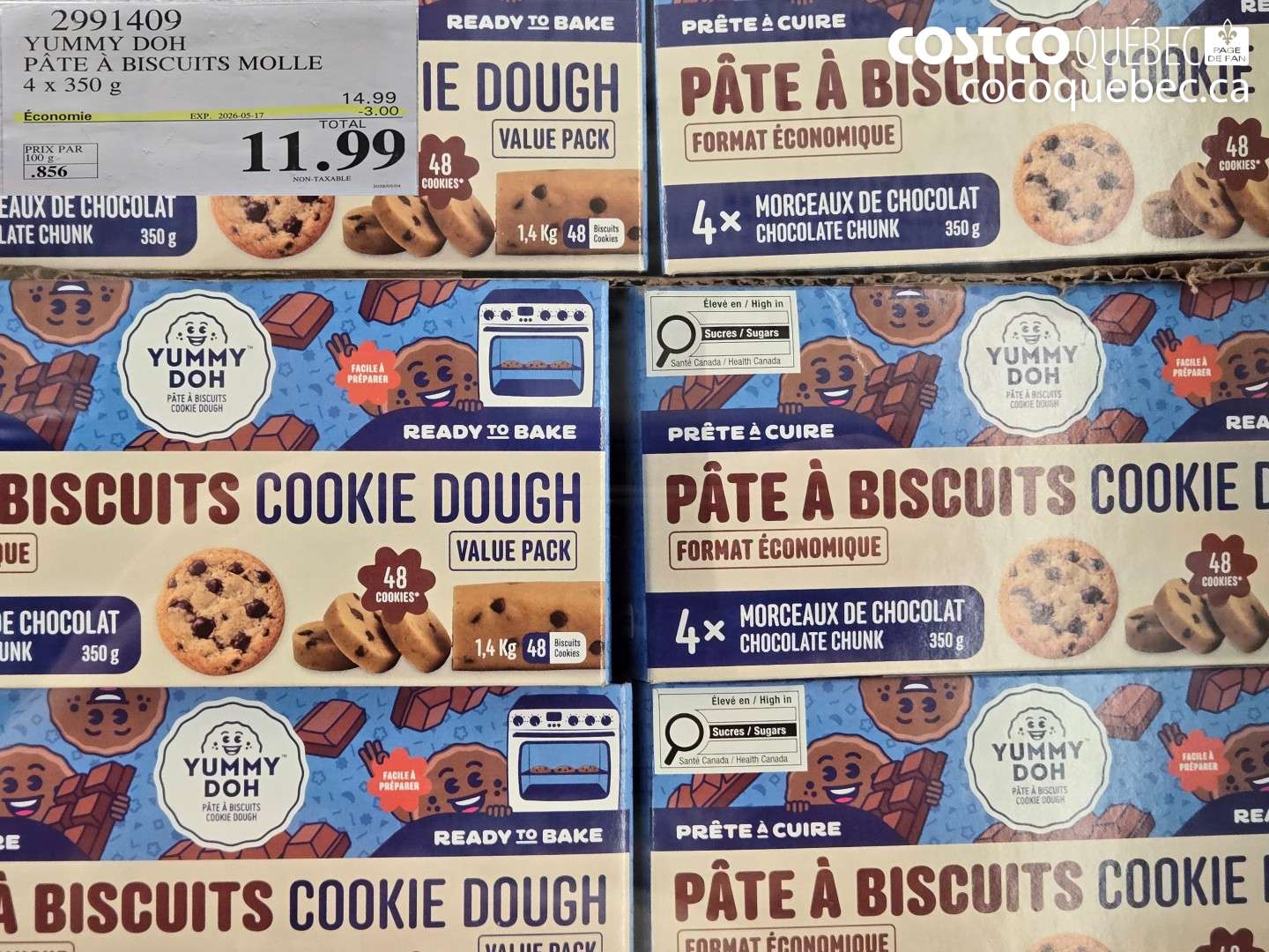 2991409 YUMMY DOH PÂTE À BISCUITS MOLLE 4 X 350 G ($3.00 INSTANT SAVINGS EXPIRES ON 2026-05-17) $11.99