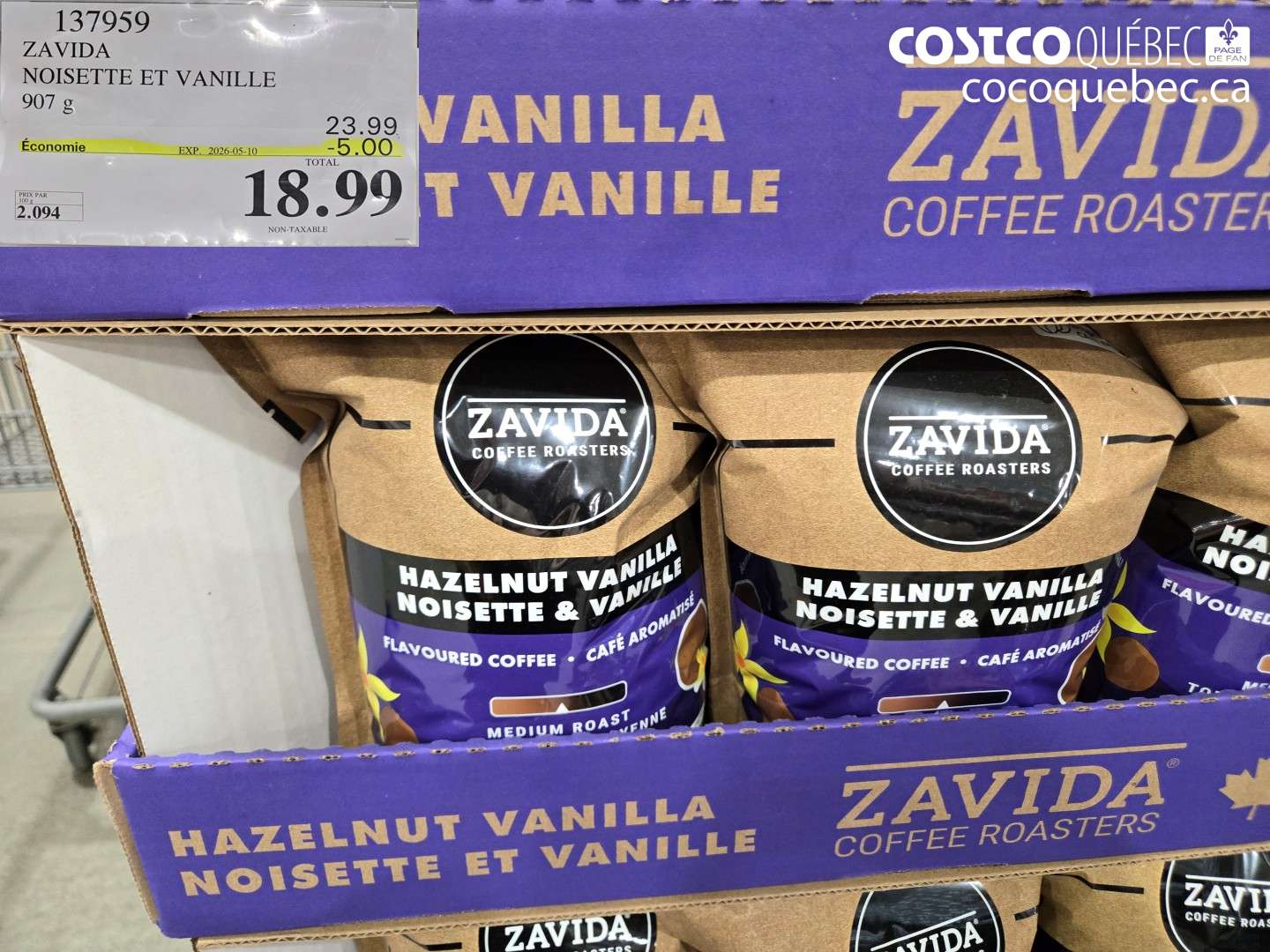 137959 ZAVIDA NOISETTE ET VANILLE ($5.00 INSTANT SAVINGS EXPIRES ON 2026-05-10) $18.99