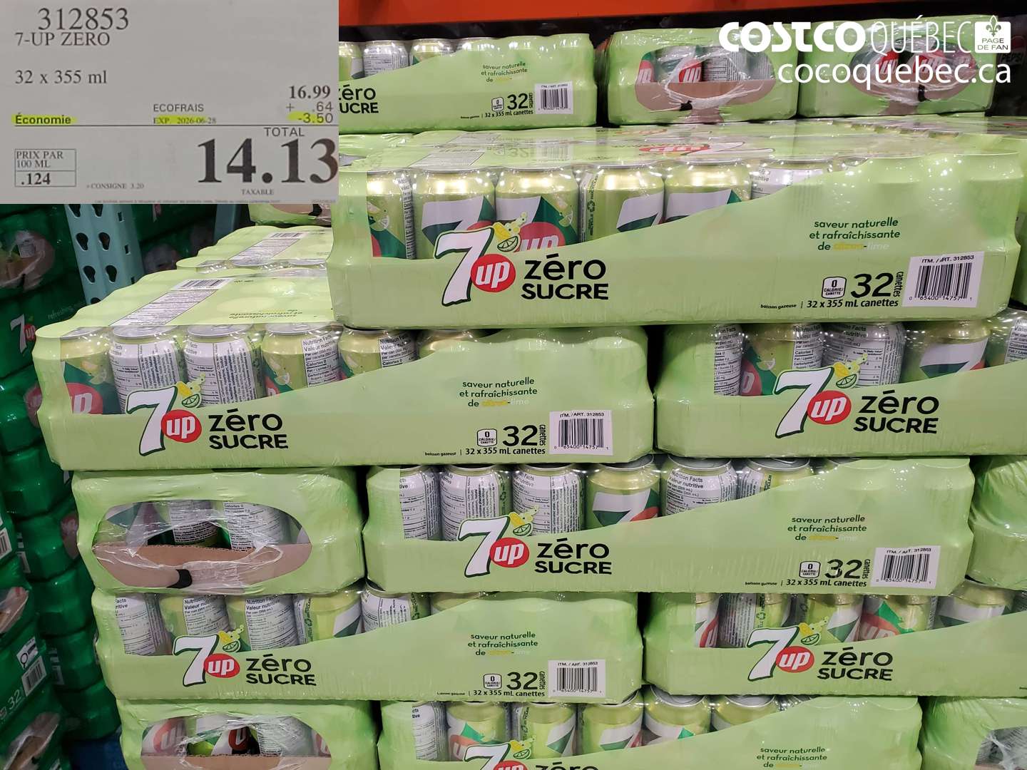 312853 7-UP ZERO 32 X 355 ML ($3.50 INSTANT SAVINGS EXPIRES ON 2026-06-28) $14.13