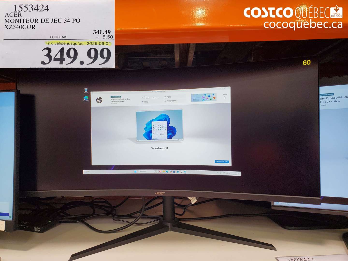 1553424 ACER MONITEUR DE JEU 34 PO XZ340CUR (EXPIRES ON 2026-06-04) $349.99