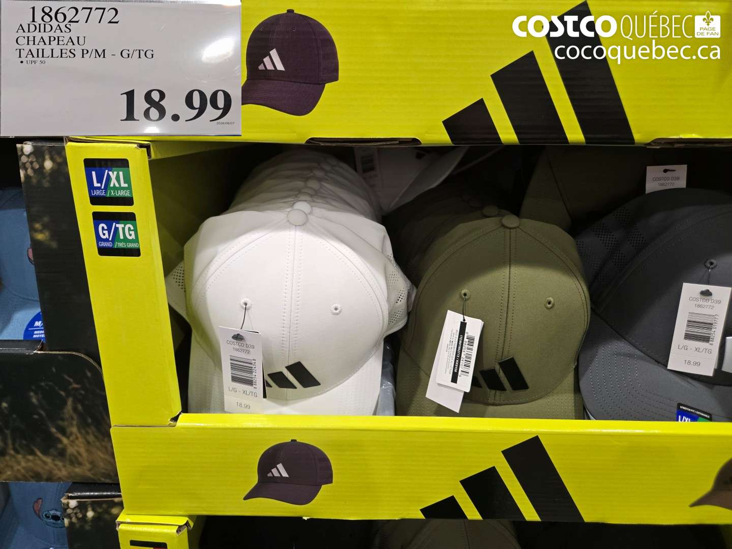 1862772 ADIDAS CHAPEAU TAILLES P/M - G/TG $18.99