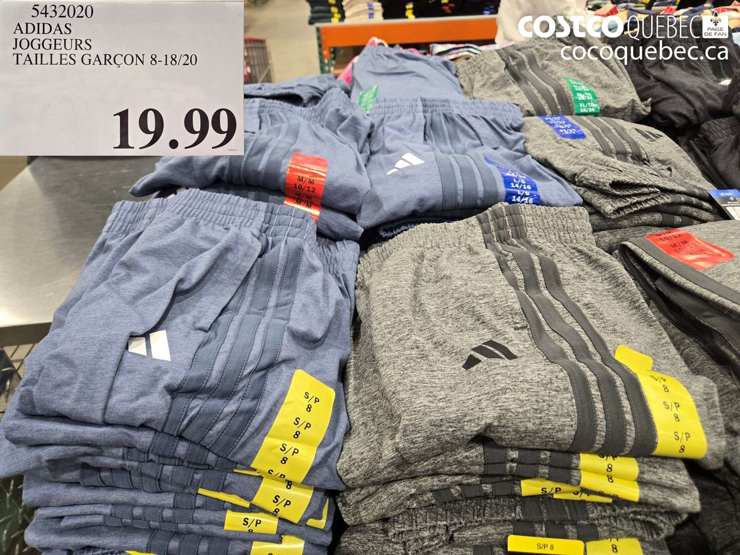 5432020 ADIDAS JOGGEURS TAILLES GARÇON 8-18/20 $19.99