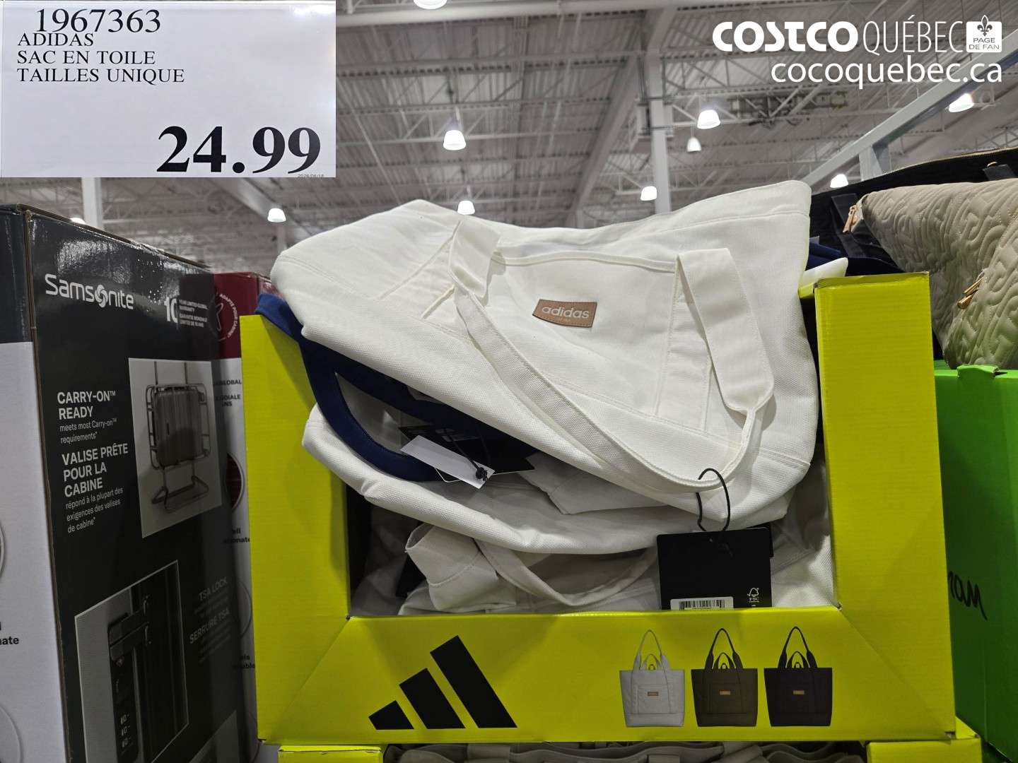 1967363 ADIDAS SAC EN TOILE TAILLES UNIQUE $24.99