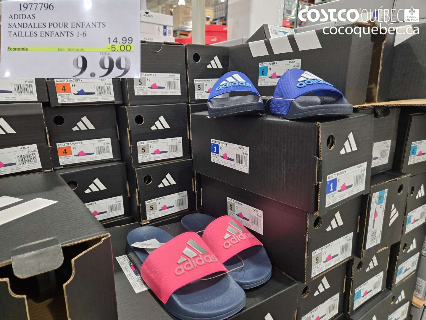 1977796 ADIDAS SANDALES POUR ENFANTS TAILLES ENFANTS 1-6 ($5.00 INSTANT SAVINGS EXPIRES ON 2026-06-28) $9.99