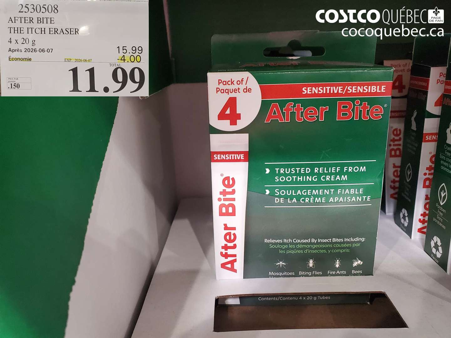 2530508 AFTER BITE THE ITCH ERASER 4 X 20 G ($4.00 INSTANT SAVINGS EXPIRES ON 2026-06-07) $11.99