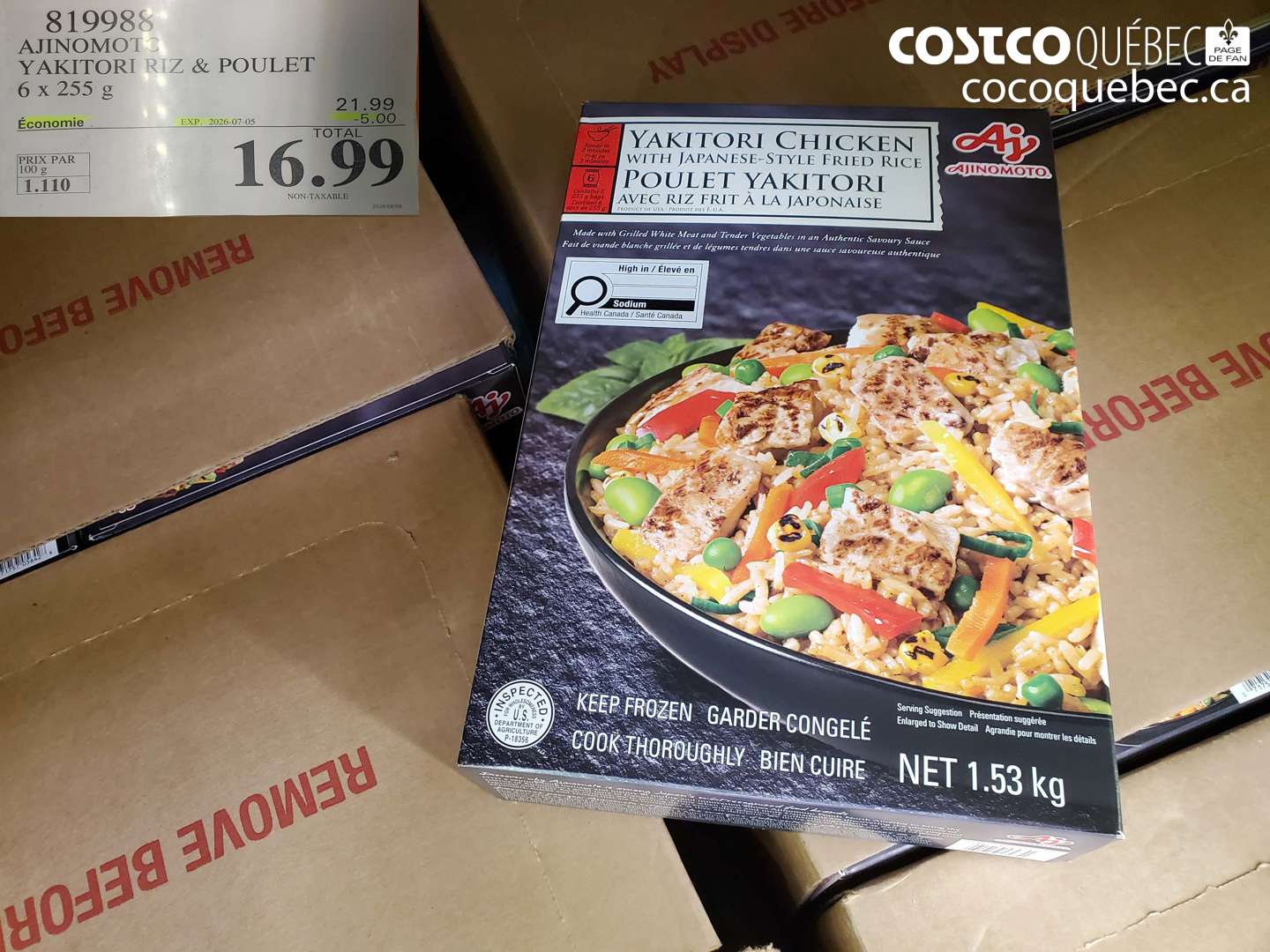 819988 AJINOMOTO YAKITORI RIZ & POULET 6 X 255 G ($5.00 INSTANT SAVINGS EXPIRES ON 2026-07-05) $16.99