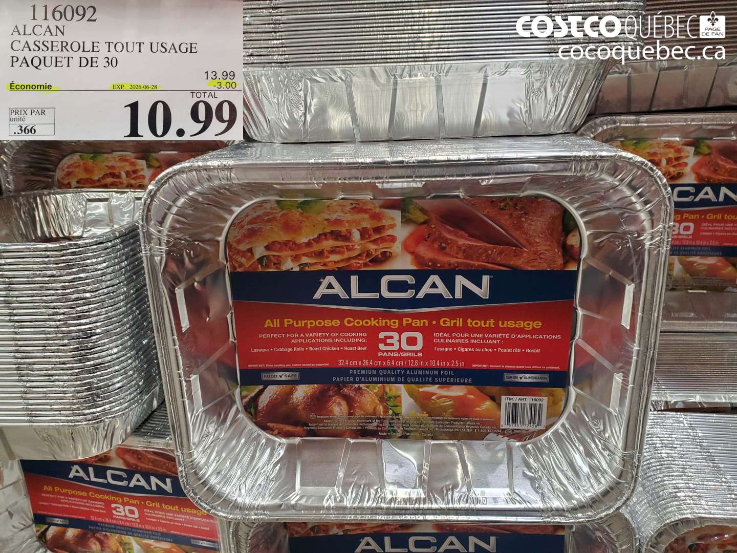 116092 ALCAN CASSEROLE TOUT USAGE PAQUET DE 30 ($3.00 INSTANT SAVINGS EXPIRES ON 2026-06-28) $10.99