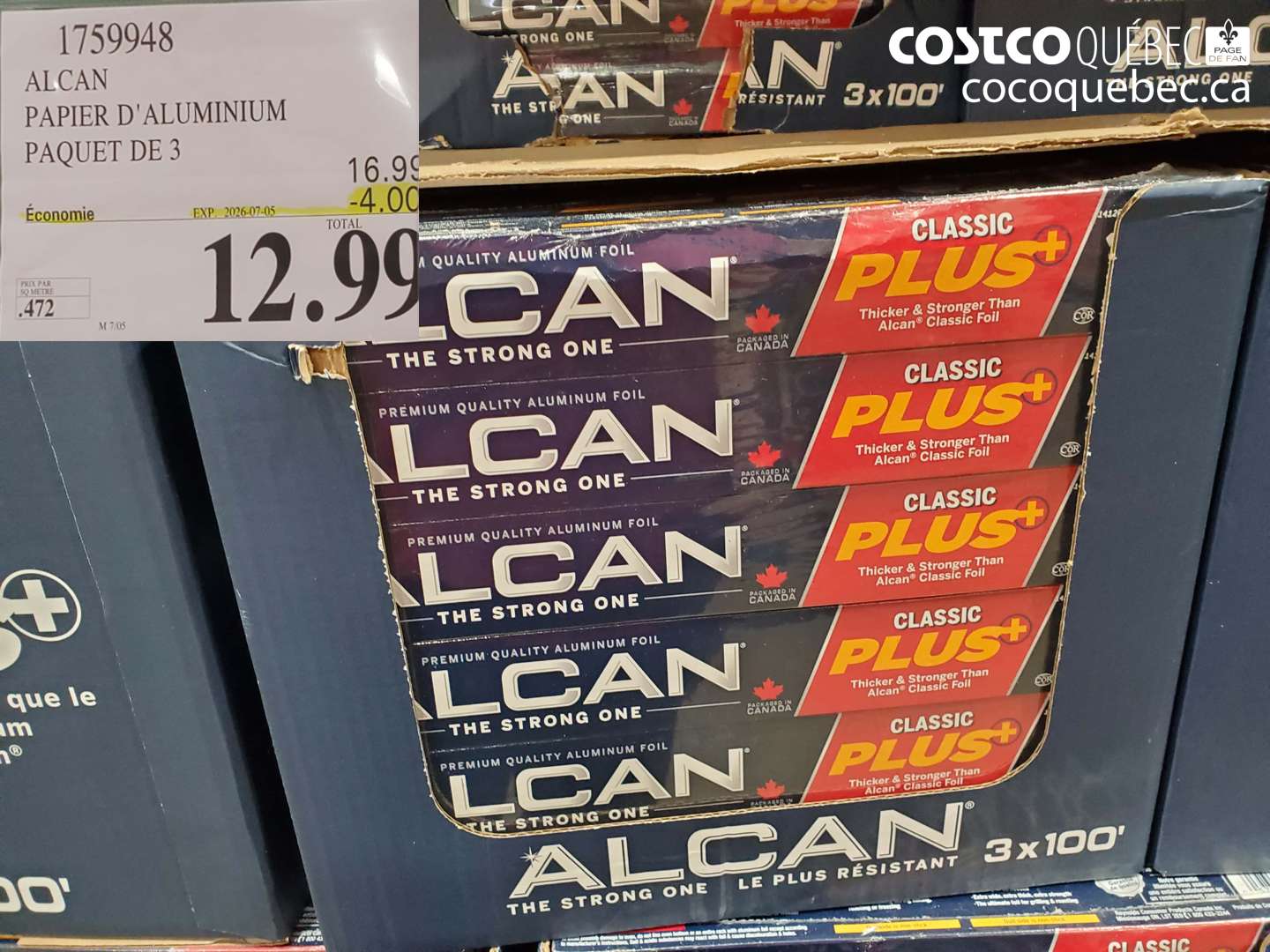 1759948 ALCAN PAPIER D'ALUMINIUM PAQUET DE 3 ($4.00 INSTANT SAVINGS EXPIRES ON 2026-07-05) $12.99
