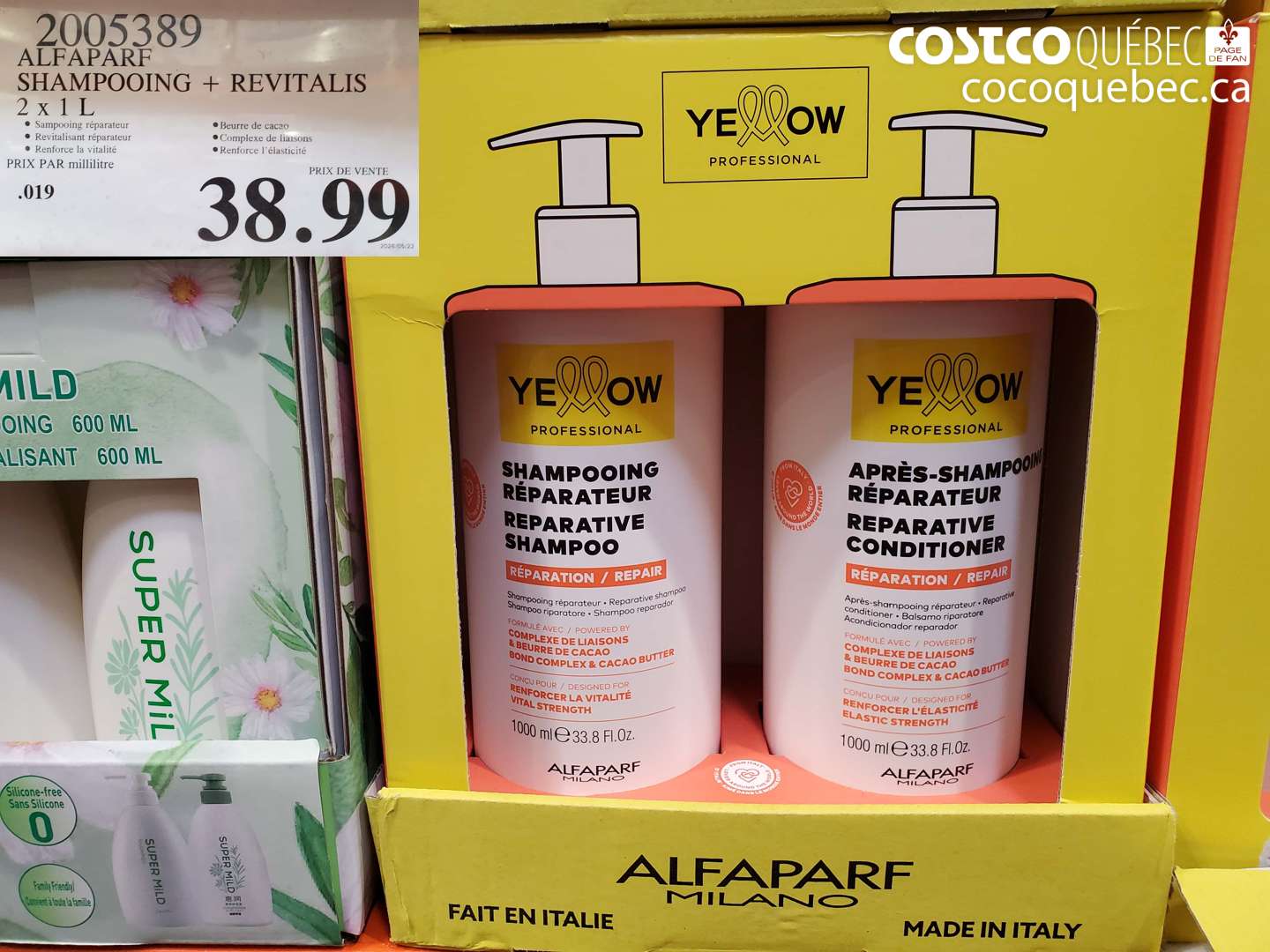 2005389 ALFAPARF SHAMPOOING + REVITALIS 2 X 1 L $38.99