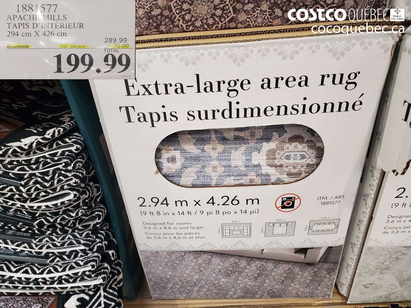 1881577 APACHE MILLS TAPIS D'INTÉRIEUR 294 CM X 426 CM ($90.00 INSTANT SAVINGS EXPIRES ON 2026-06-07) $199.99