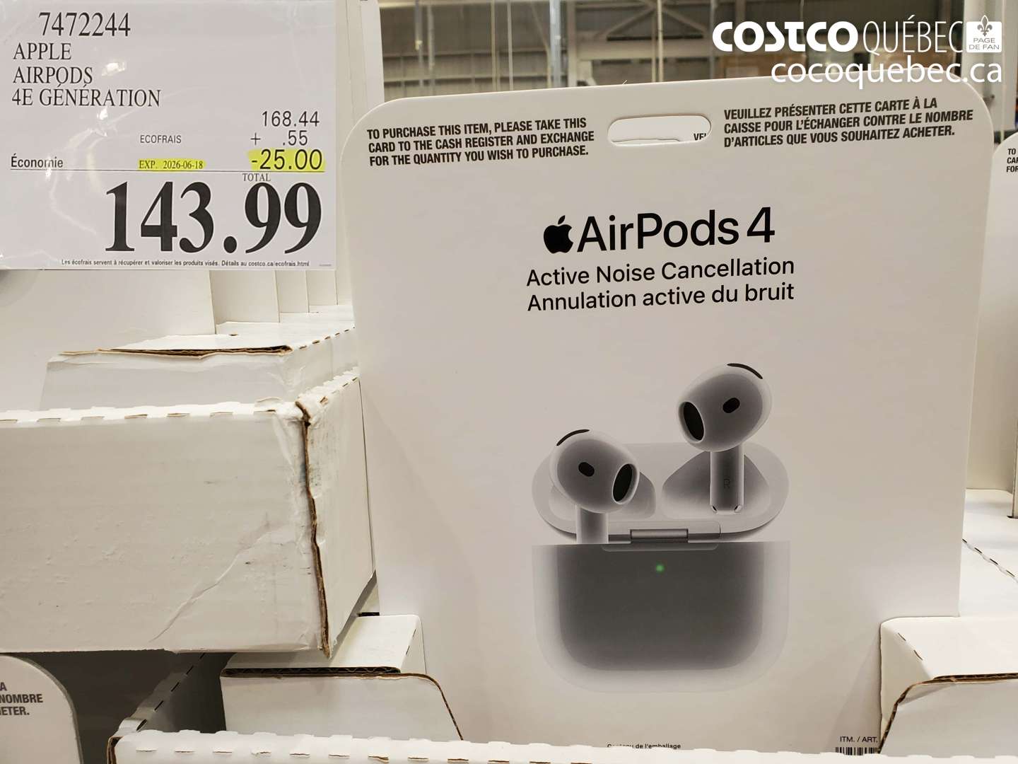 7472244 APPLE AIRPODS 4E GÉNÉRATION ($25.00 INSTANT SAVINGS EXPIRES ON 2026-06-18) $143.99