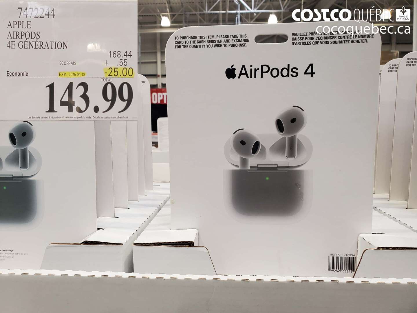 7472244 APPLE AIRPODS 4E GÉNÉRATION ($25.00 INSTANT SAVINGS EXPIRES ON 2026-06-18) $143.99
