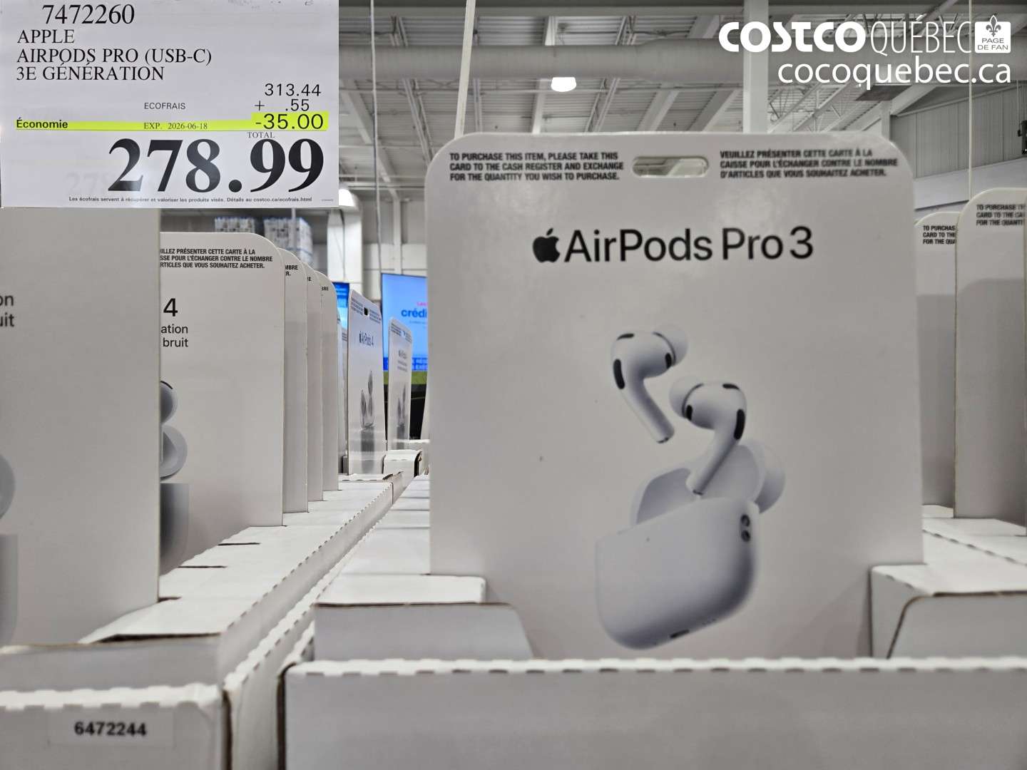 7472260 APPLE AIRPODS PRO (USB-C) 3E GÉNÉRATION ($35.00 INSTANT SAVINGS EXPIRES ON 2026-06-18) $278.99