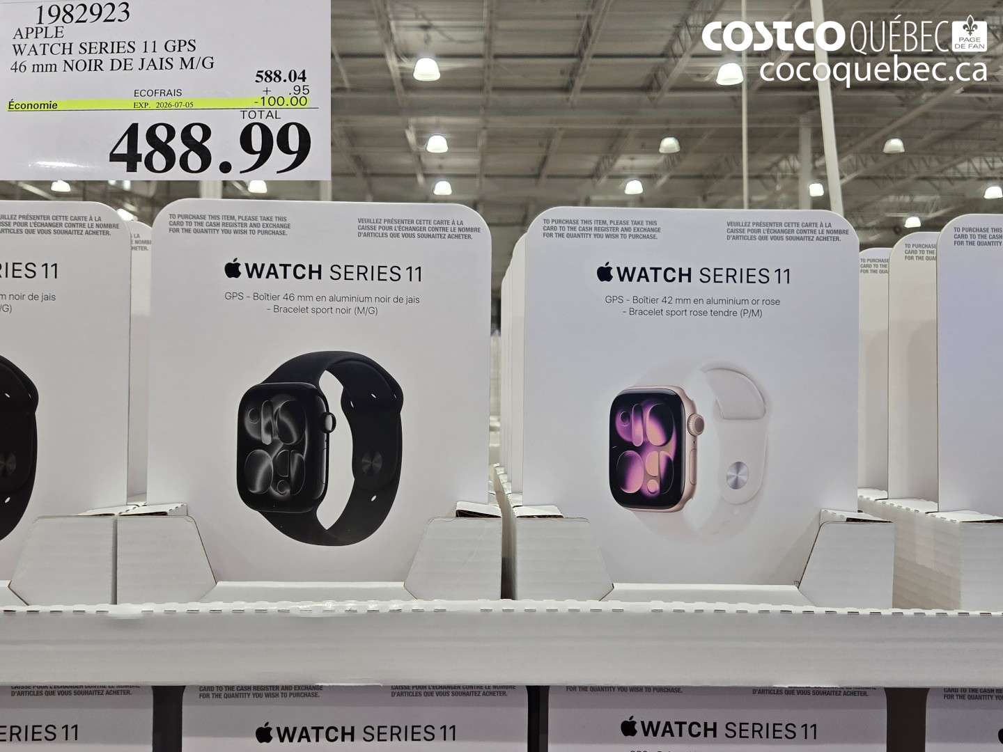 1982923 APPLE WATCH SERIES 11 GPS 46 MM NOIR DE JAIS M/G ($100.00 INSTANT SAVINGS EXPIRES ON 2026-07-05) $488.99