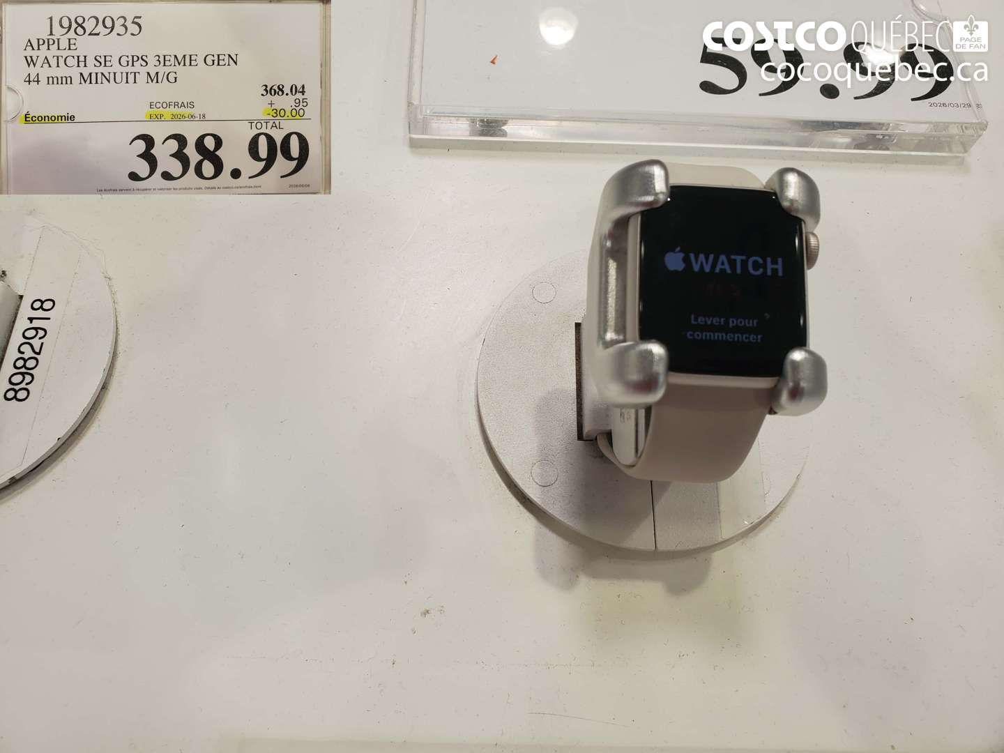 1982935 APPLE WATCH SE GPS 3EME GEN 44 MM MINUIT M/G ($30.00 INSTANT SAVINGS EXPIRES ON 2026-06-18) $338.99